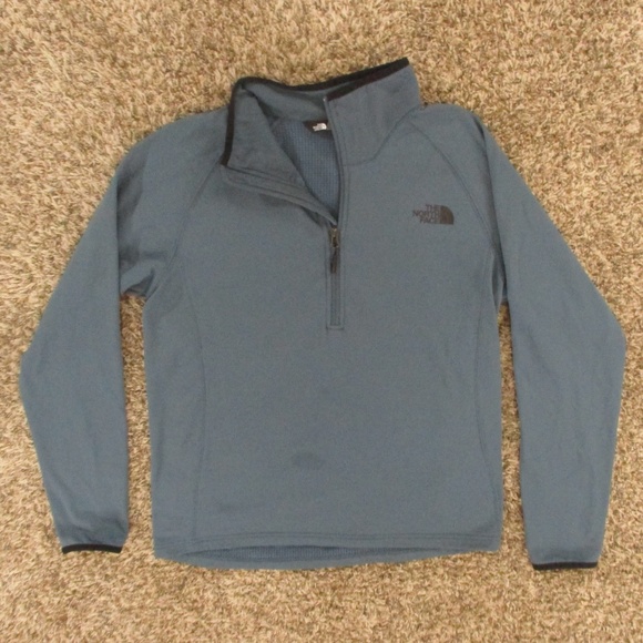 The‎ North Face Sweatshirt Men's Large Blue Borod 1/4 Zip Pullover Stretch - Picture 1 of 8